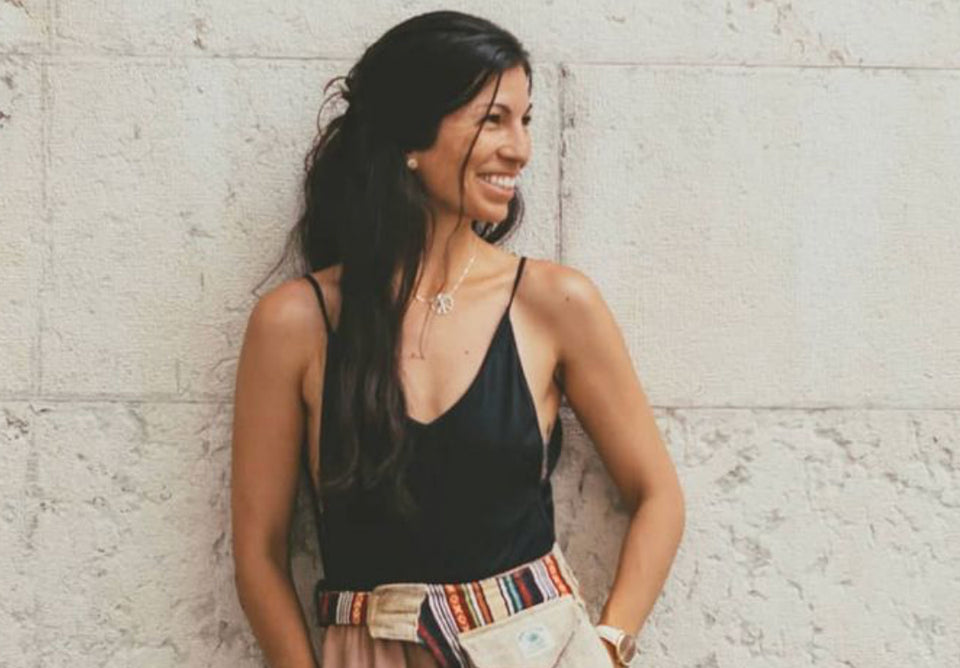 a lovely image of Danielle, looking chic in sustainable clothing