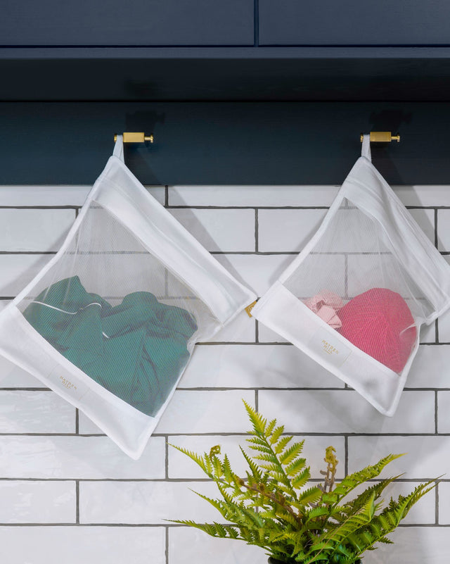 Organic Cotton Wash Bags For Delicates Set of 2 in White