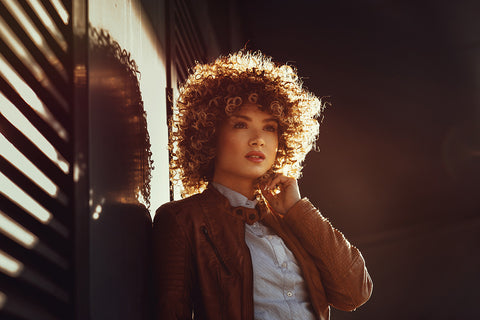 chic woman wearing a leather jacket