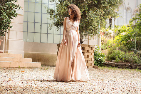 a floor length evening dress