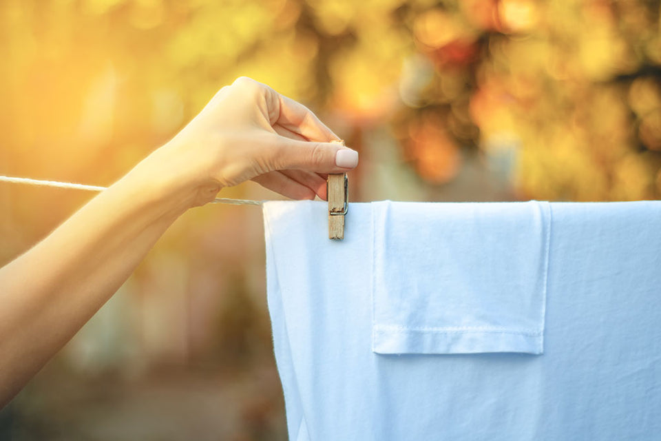 clothes drying on a washing line outdoors