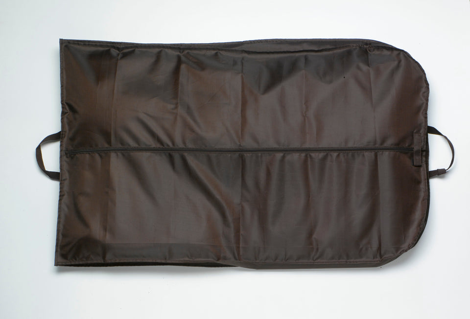 a travel garment bag unfolded