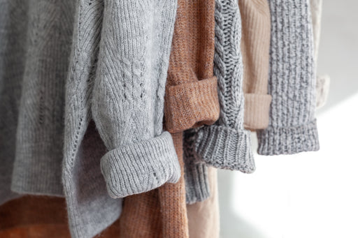 cashmere and pure wool knits side by side