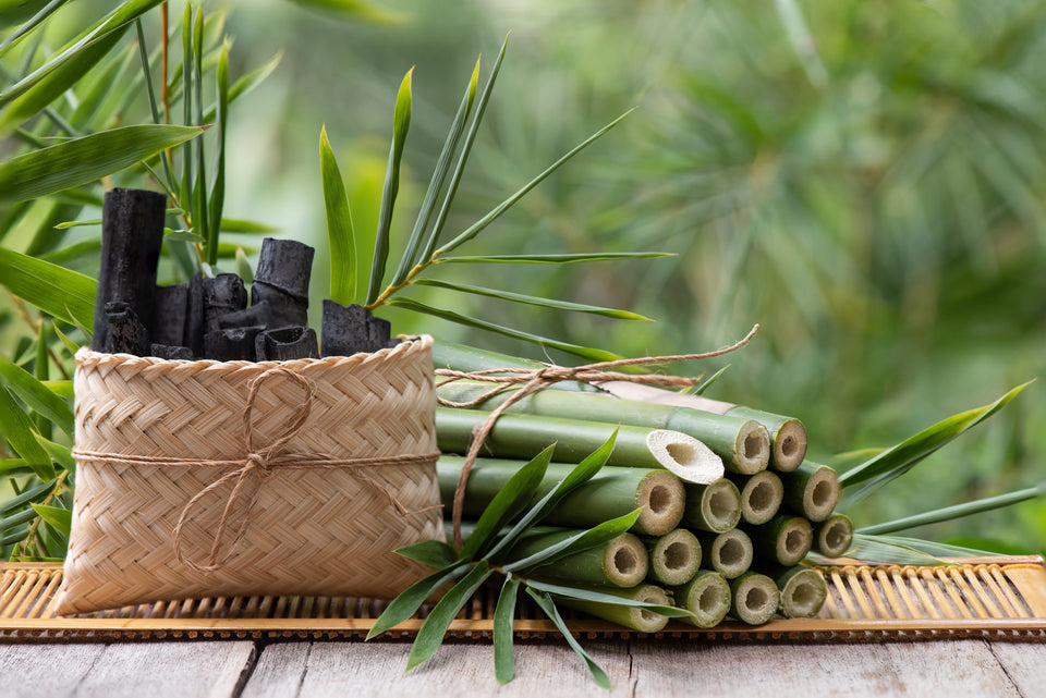 bamboo charcoal in a woven bag