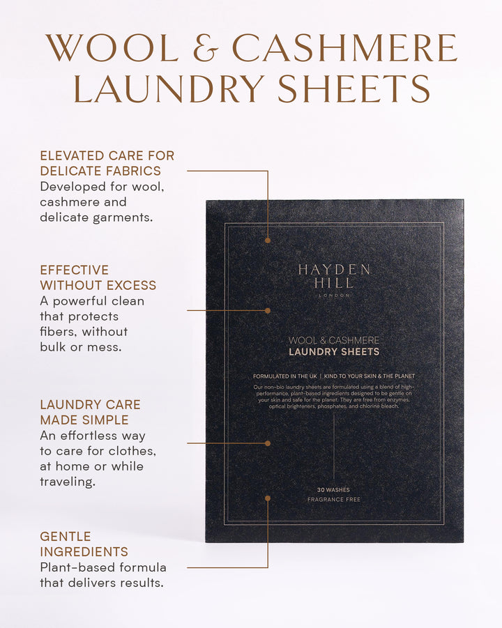 Laundry Sheets For Wool & Cashmere - Up to 30 Washes, Fragrance Free