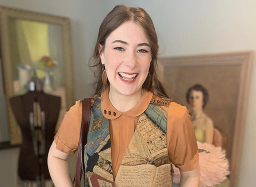 Gabi wearing one of her grandma’s hand sewn vintage vests