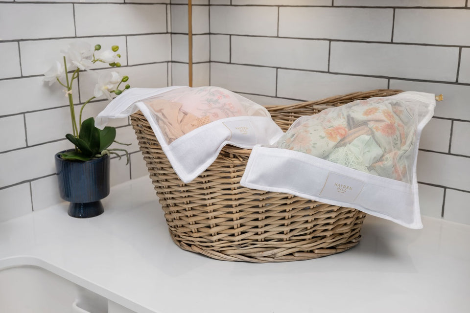 Hayden Hill white mesh wash bags are perfect for protecting your delicates and fine fabrics