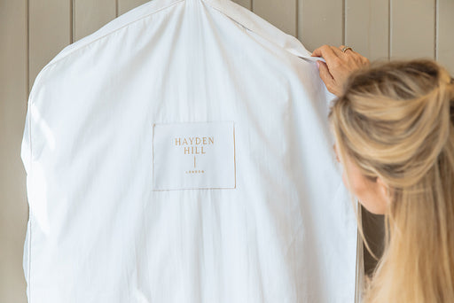 a Hayden Hill 100% organic cotton garment bag