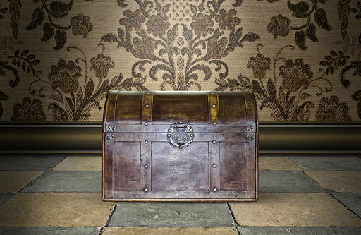 a beautiful antique wooden chest tiled floor