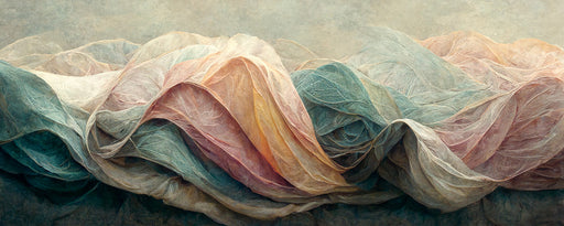 delicate pastel colored scarves layered together