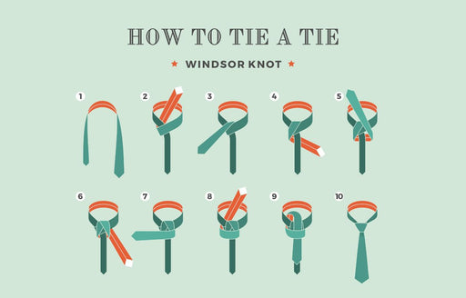 detailed diagram of steps to tie a Windsor Knot