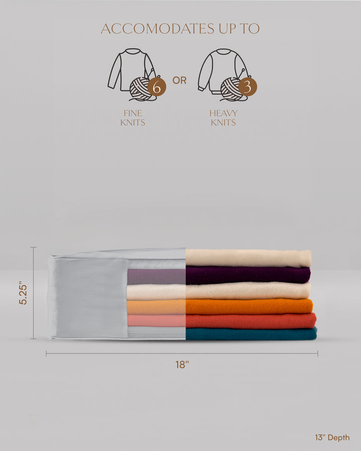 dimensions for an extra large clothes storage bag which is 5.25 inches high, 18 inches long and 13 inches deep