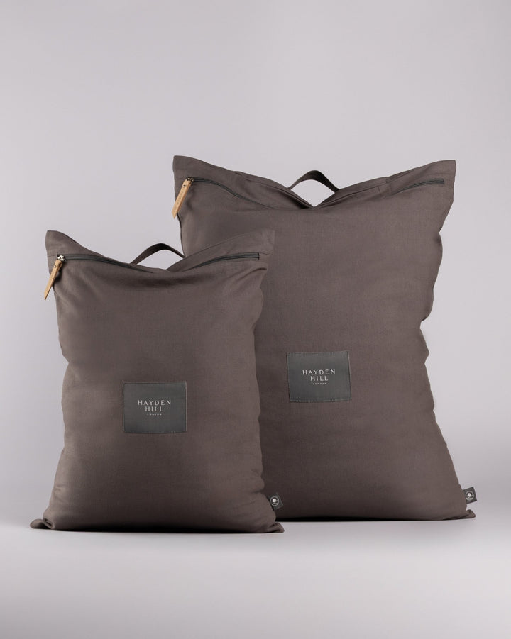 Organic Cotton Travel Laundry Bags Set of 2 in Charcoal Gray