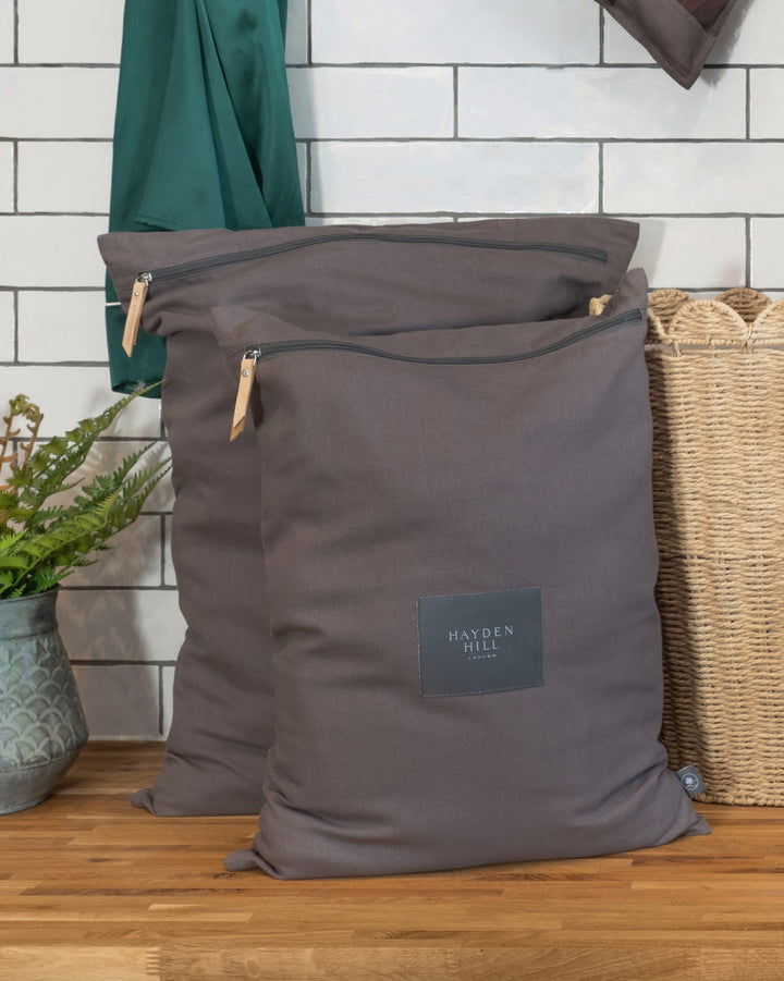 Organic Cotton Travel Laundry Bags Set of 2 in Charcoal Gray