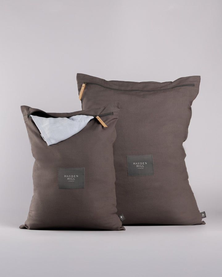 Organic Cotton Travel Laundry Bags Set of 2 in Charcoal Gray
