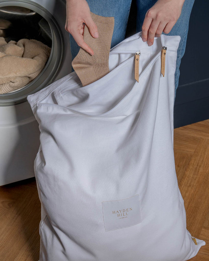 Organic Cotton Travel Laundry Bags Set of 2 in White
