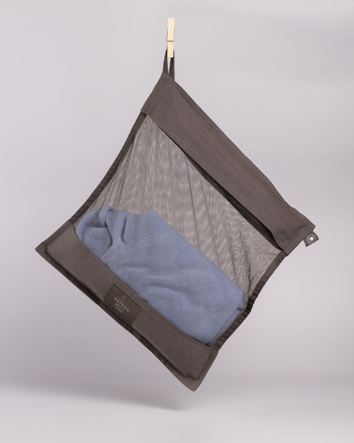 Organic Cotton Wash Bags For Delicates Set of 2 in Charcoal Gray
