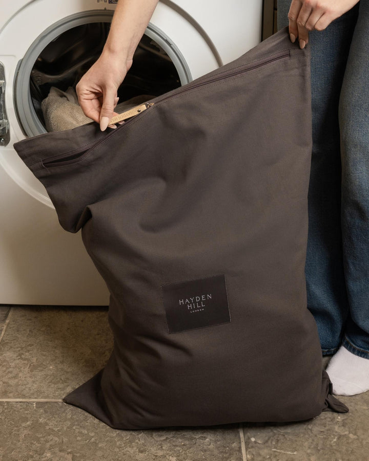 Organic Cotton Travel Laundry Bags Set of 2 in Charcoal Gray